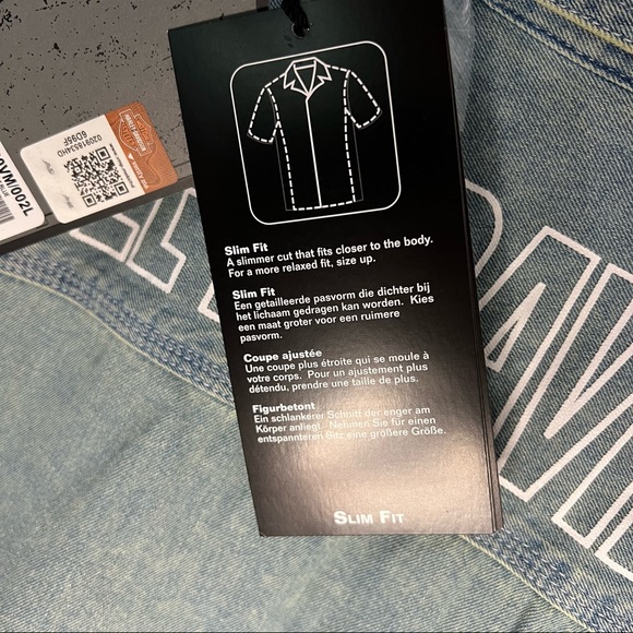 New Men’s Harley Davidson Motor Cycles Garage Slim Fit Button Up Jean Jacket XL - Picture 10 of 12